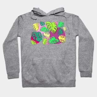 Colorful  Monstera leaves Hoodie